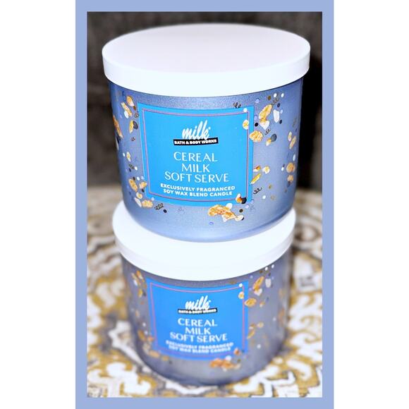 Lot of 2 Bath & Body Works Cereal Milk Bar Soft Serve Large 3-Wick Candle 14.5oz - Picture 1 of 4